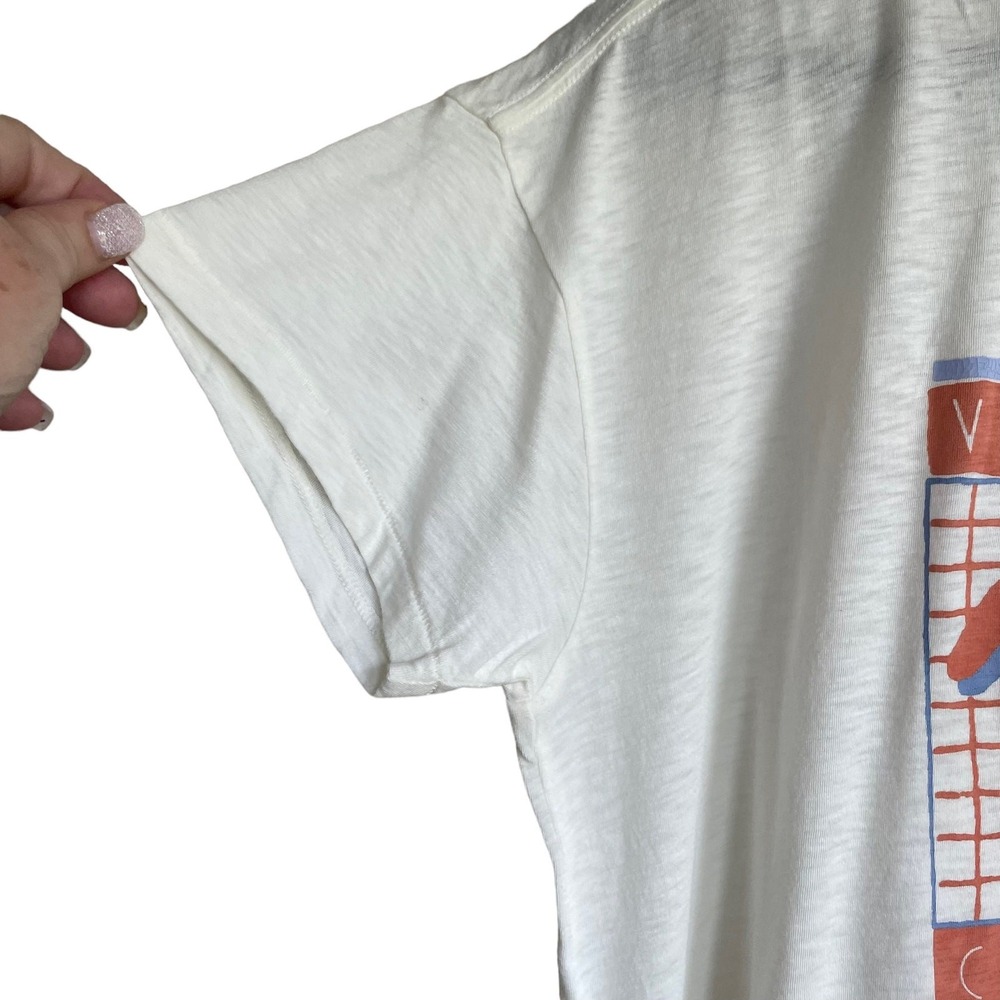 Paige Women Cotton Top S Ivory Ryo Graphic Tee Venice Beach Streetwear Y2K‎ - Picture 4 of 8